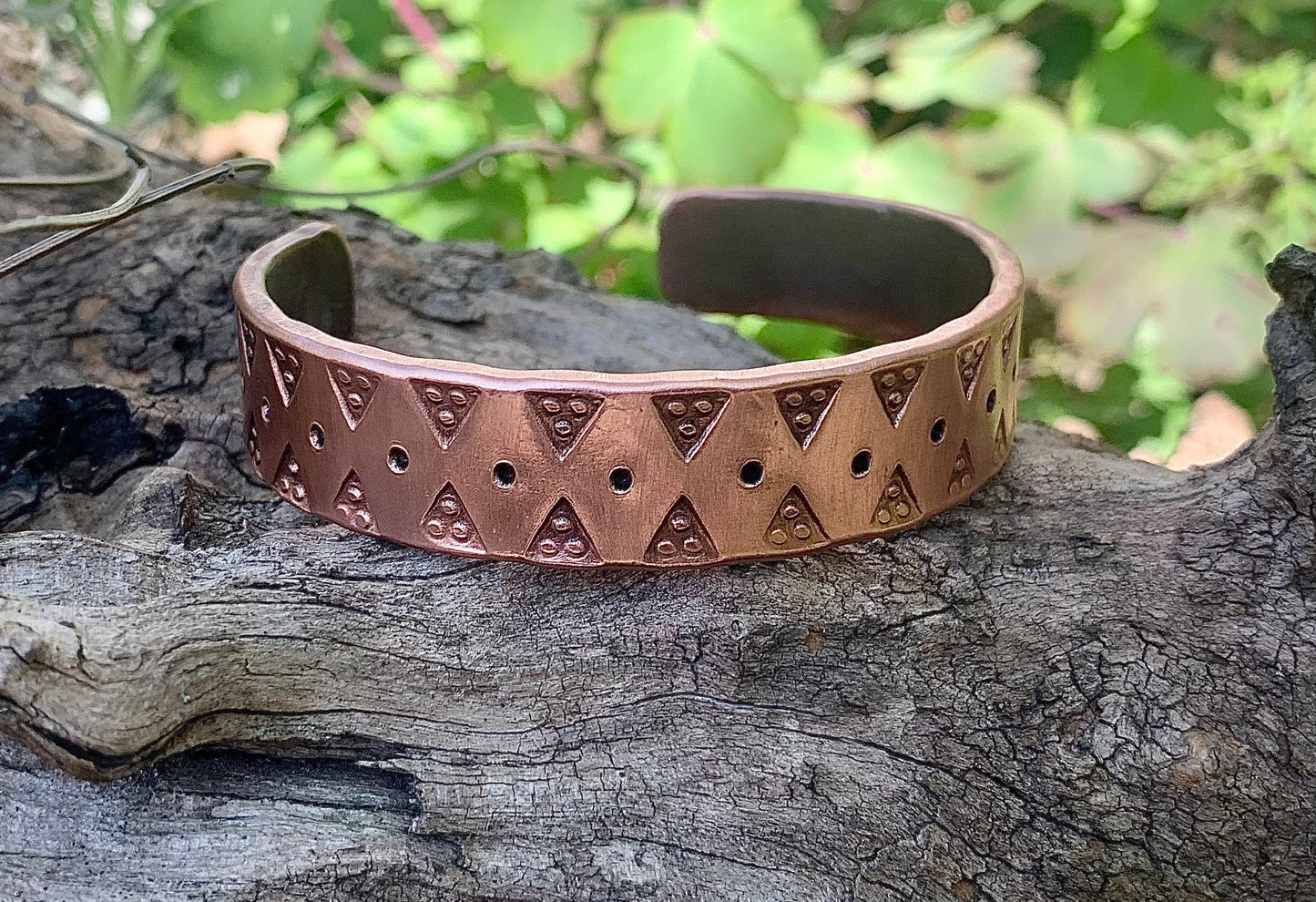 Hand Forged Copper Viking Style Stamped Arm Ring, Bracelet, Cuff