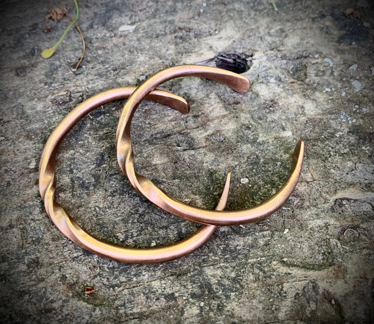 Couples Bracelet Oath Ring Set - A Pair of Hand Forged Bronze Twisted Oath Rings