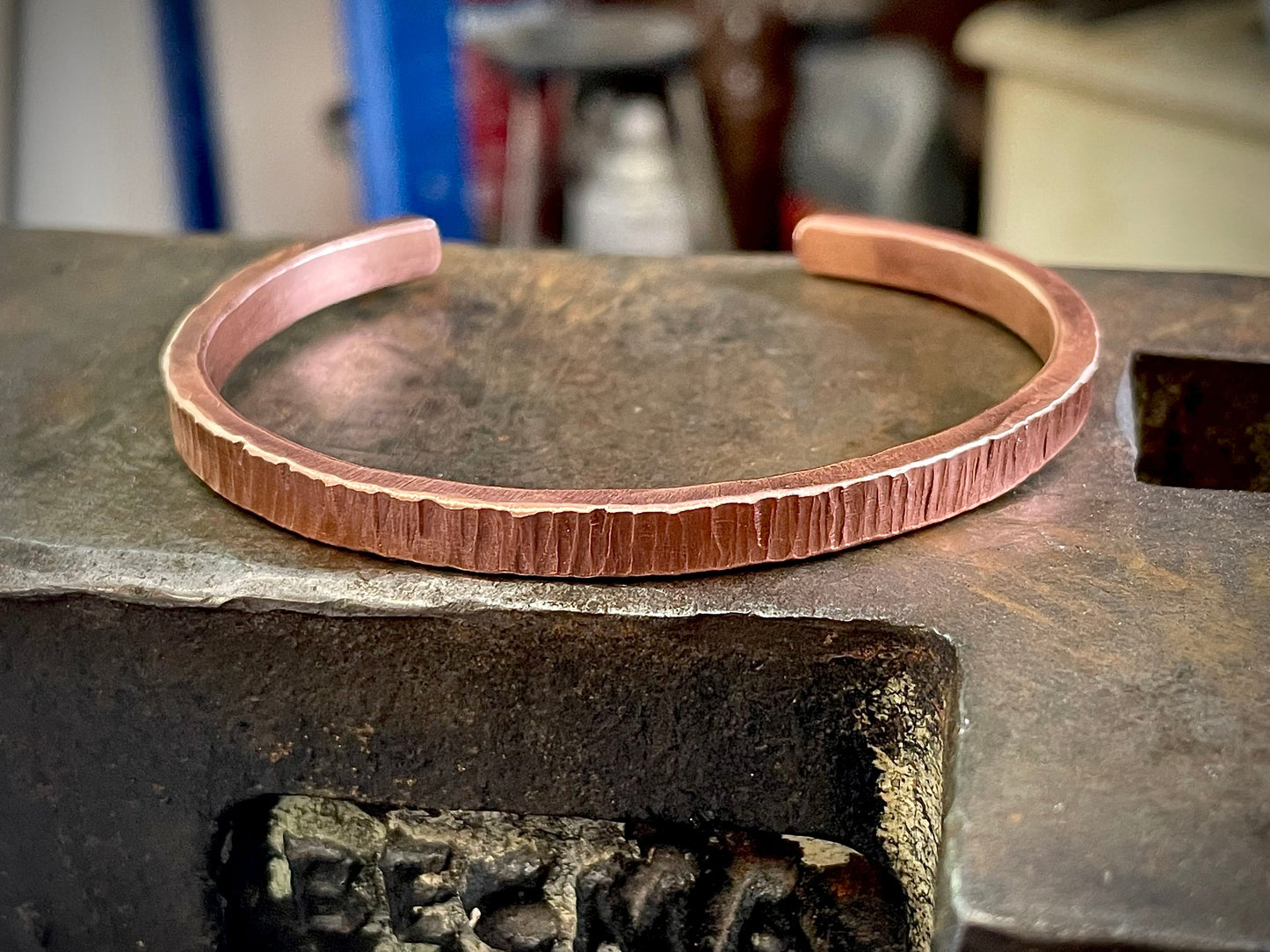 Solid Copper or Bronze Hammered Cuff Bracelet, Men’s or Womens Copper Cuff Bracelet, Gift for him, Gift for her