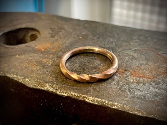 Hand forged Solid Bronze or Fine Silver Viking Twisted Ring, Gifts for him, Gifts for her