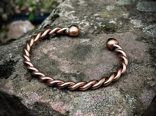 Twisted Viking Celtic Solid Bronze Wrist Torc, Men’s or Womens Copper Cuff Bracelet, Gift for him, Gift for her