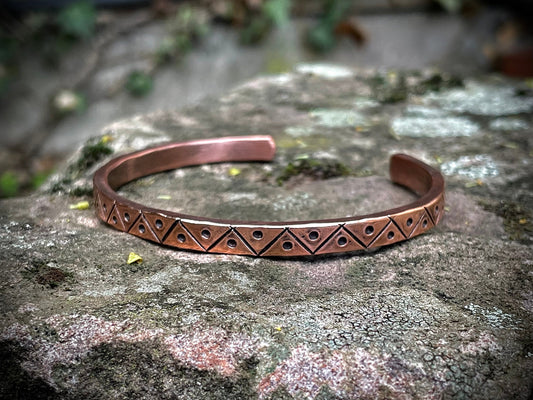 Copper or Bronze Tribal Cuff Bracelet, Men’s or Womens Copper Cuff Bracelet, Gift for him, Gift for her