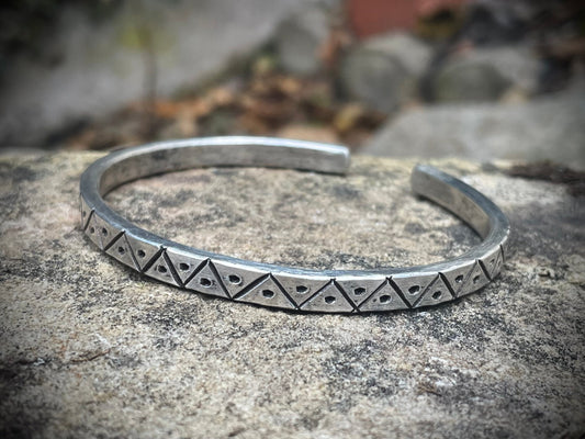 Fine Silver Tribal Cuff Bracelet, Men’s or Womens Copper Cuff Bracelet, Gift for him, Gift for her