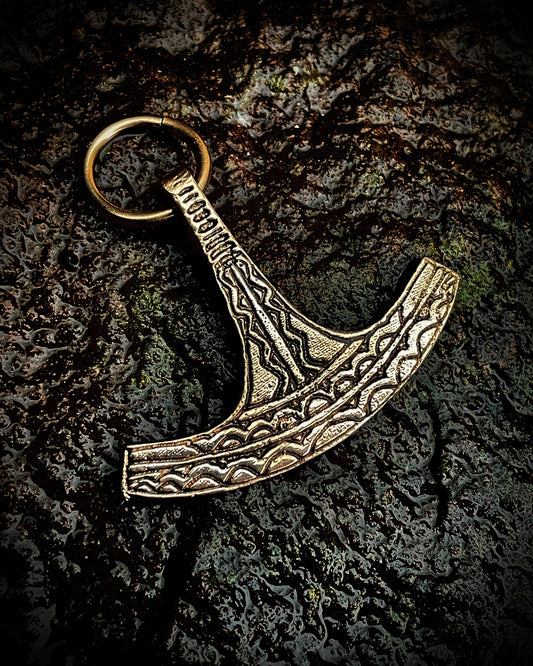 Traditionally Hand Cast Ukko Finnish Mjolnir Hammer, In Bronze and Silver