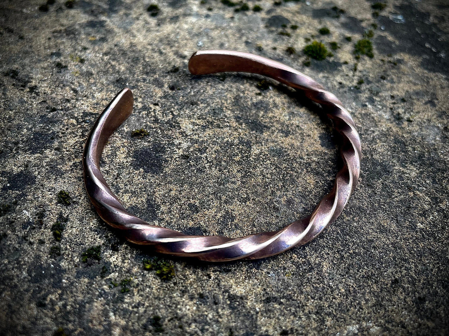 Hand Forged Solid Bronze Densely Twisted Viking Arm Ring, Cuff Bracelet, Mens or Womens Cuff Bracelet, Gift For Him, Gift For Her