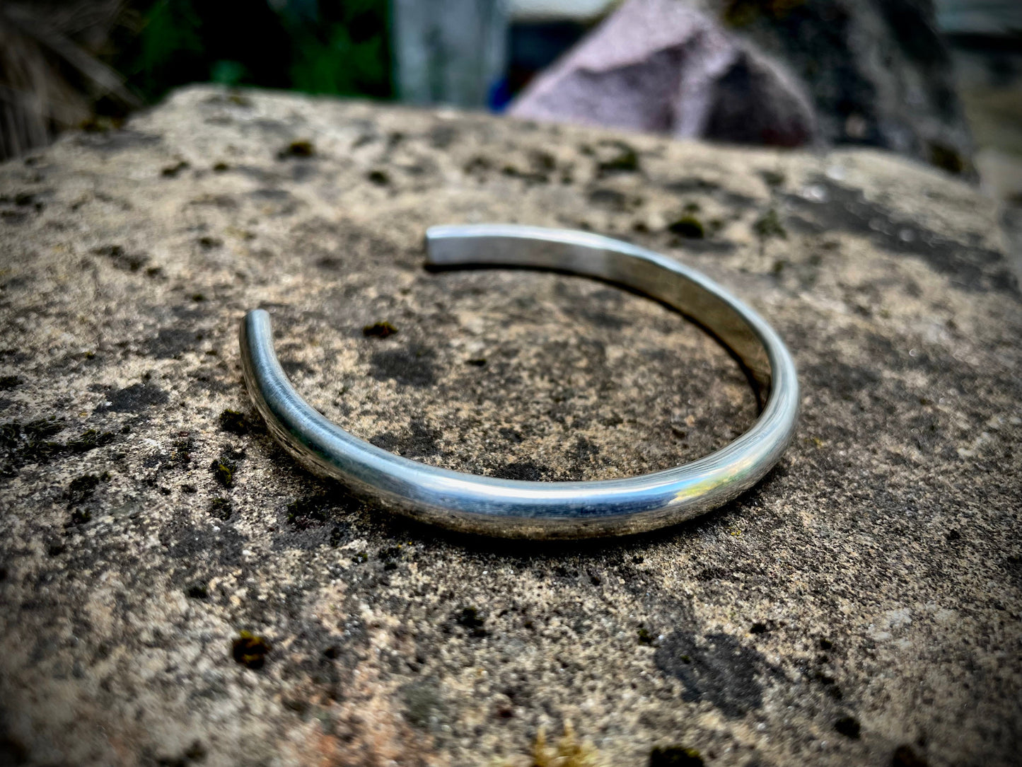 Hand Forged Solid D Section Fine Silver Cuff Bracelet, Men’s or Womens Copper Cuff Bracelet, Gift for him, Gift for her