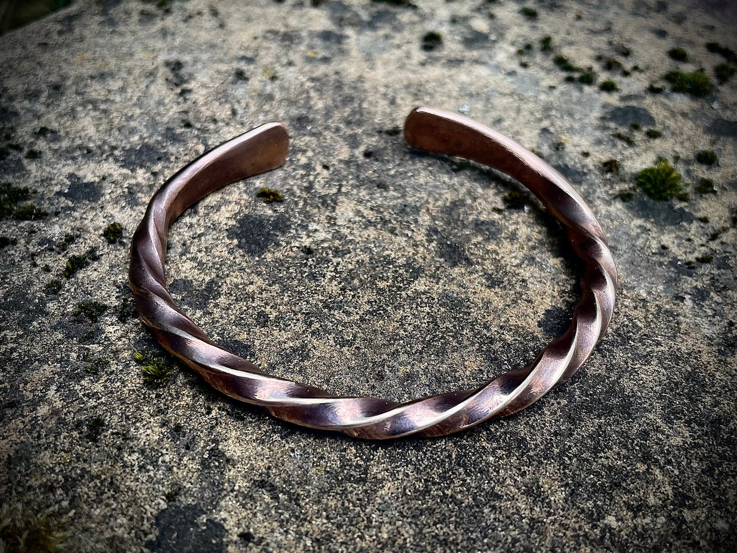 Hand Forged Solid Bronze Densely Twisted Viking Arm Ring, Cuff Bracelet, Mens or Womens Cuff Bracelet, Gift For Him, Gift For Her