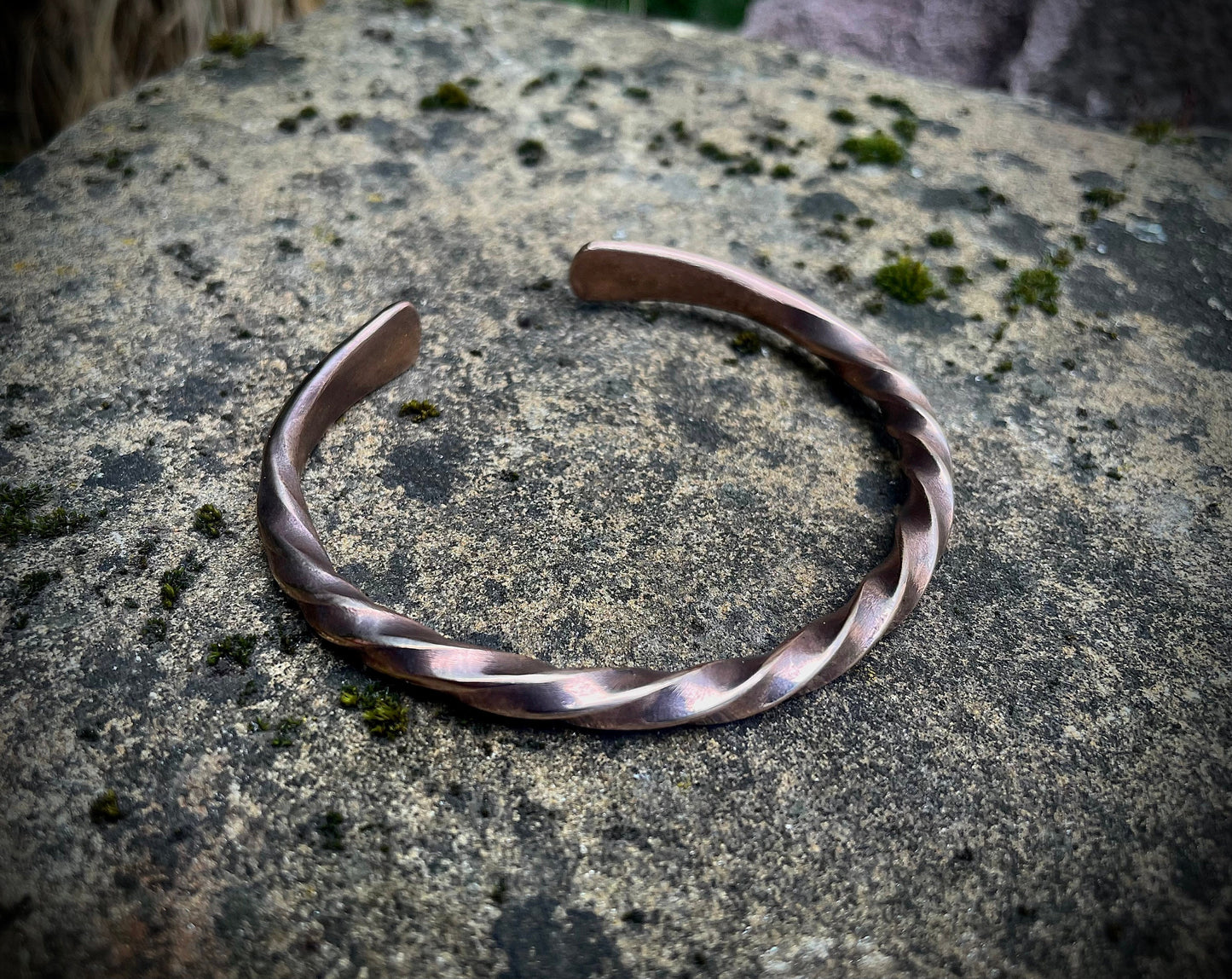 Hand Forged Solid Bronze Densely Twisted Viking Arm Ring, Cuff Bracelet, Mens or Womens Cuff Bracelet, Gift For Him, Gift For Her