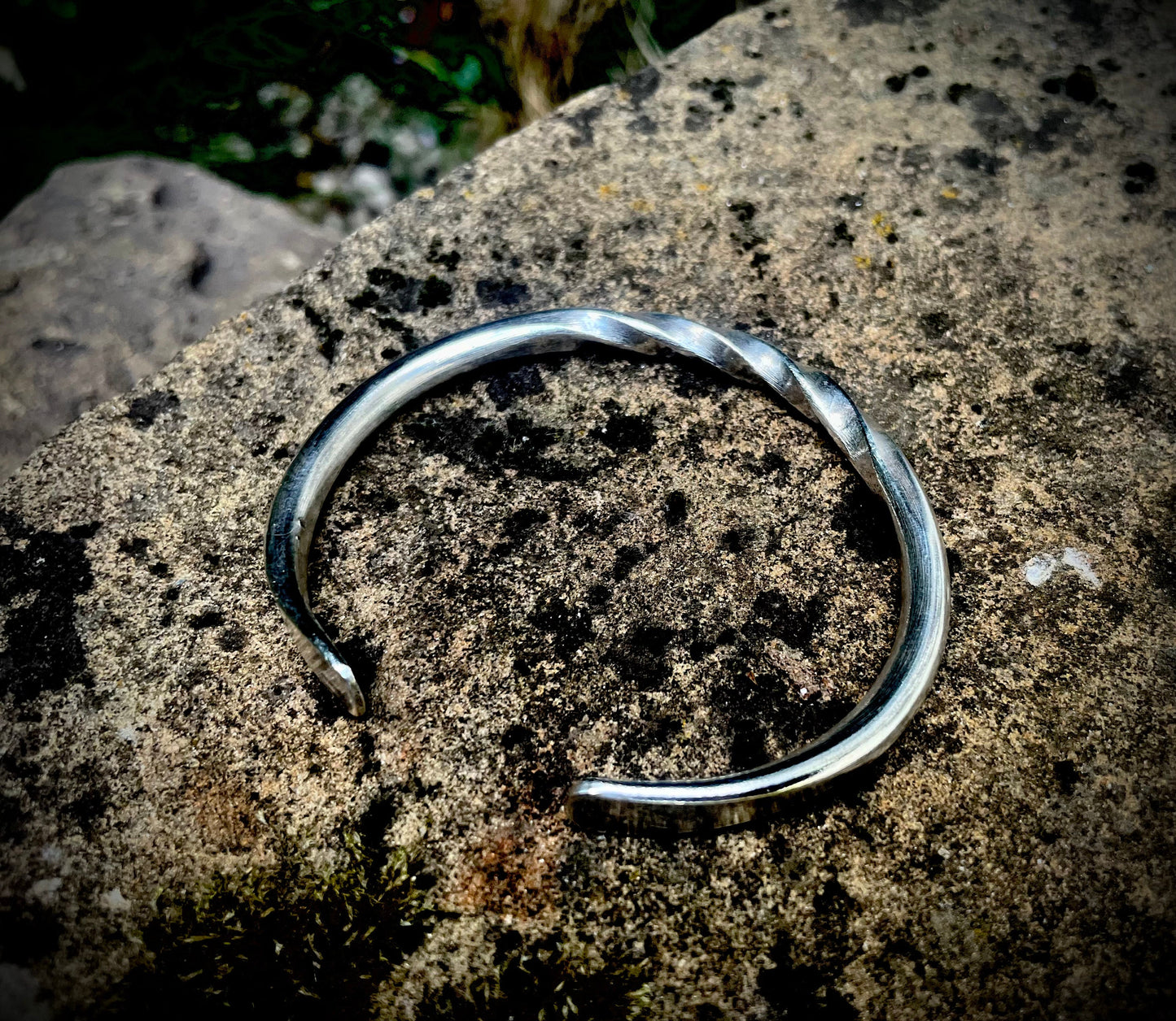 Hand Forged Fine Silver Twisted Viking Oath Ring, Cuff Bracelet, Mens or Womens Cuff Bracelet, Gift For Him