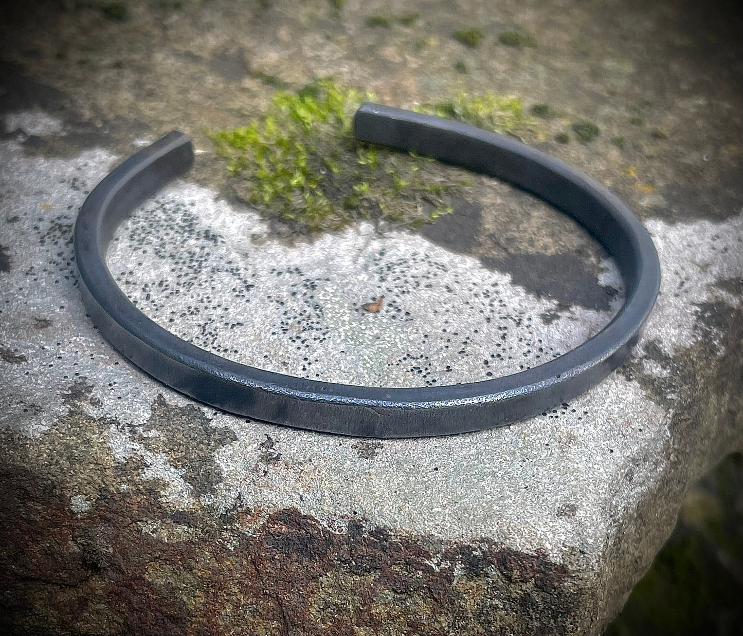 Hand Forged Oxidised Titanium Cuff Bracelet for Men or Women, Gift for him, Gift for her