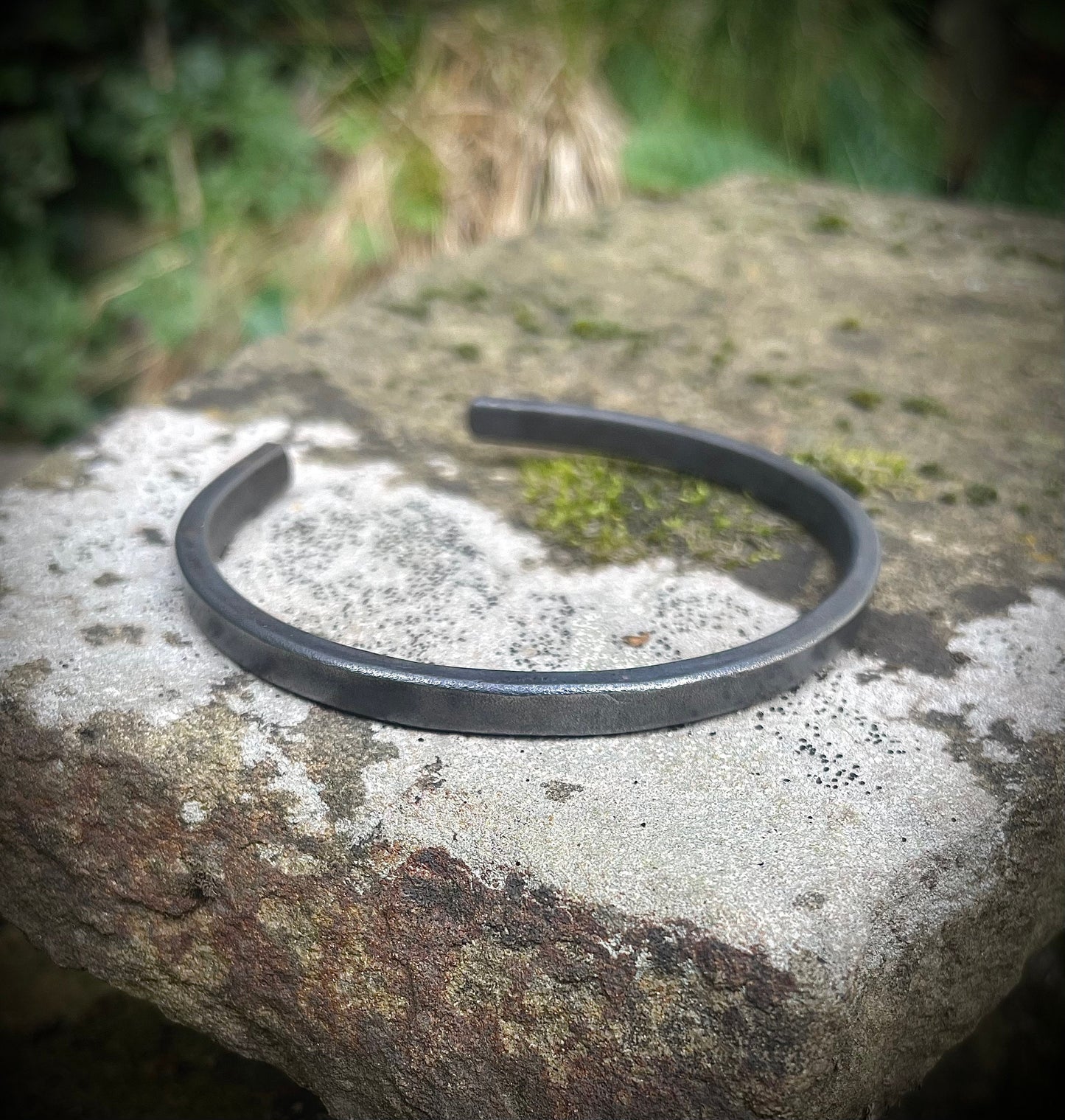 Hand Forged Oxidised Titanium Cuff Bracelet for Men or Women, Gift for him, Gift for her