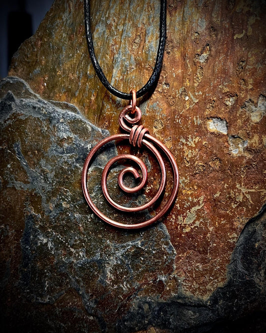 Womens Copper Celtic Spiral Wire Pendant, Gift for her, Birthday Gift, Anniversary Gift