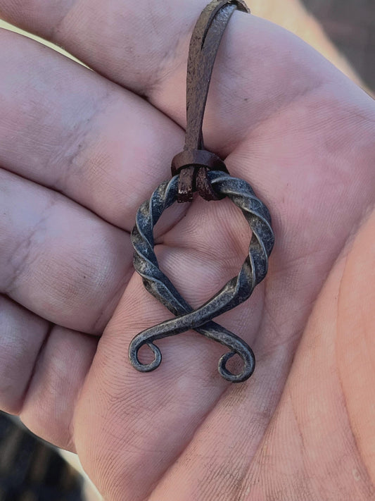 Hand Forged Steel Viking Troll Cross Pendant, Gifts for Him, Gifts for Her